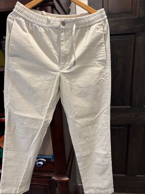 Massimo Dutti Cream Corduroy Drawstring Waist Pants